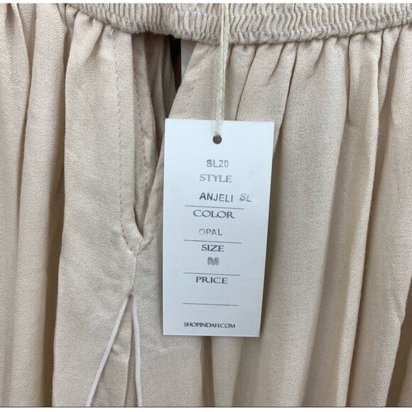 Indah Anjali Cream V Neck Plunge Maxi Dress Size M Women's Revolve Cream Boho - Picture 10 of 10